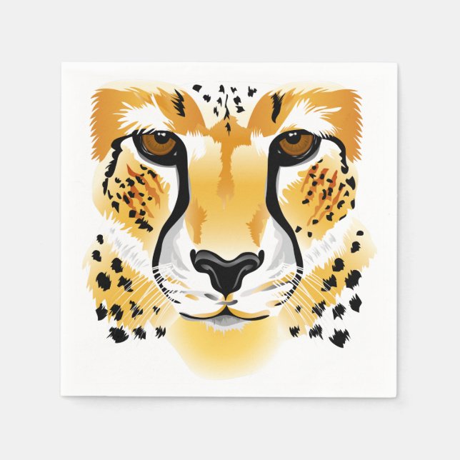 cheetah head close-up illustration napkin (Front)