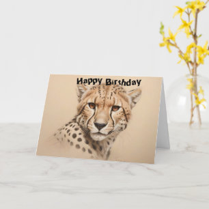 Cheetah head drawing birthday card