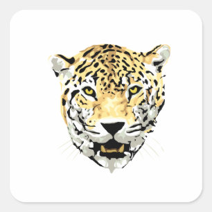 Cheetah Head Drawing Square Sticker