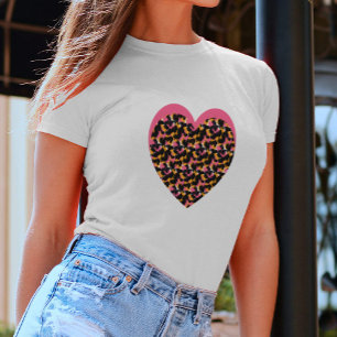 Cheetah Heart Pink Black T-Shirt
