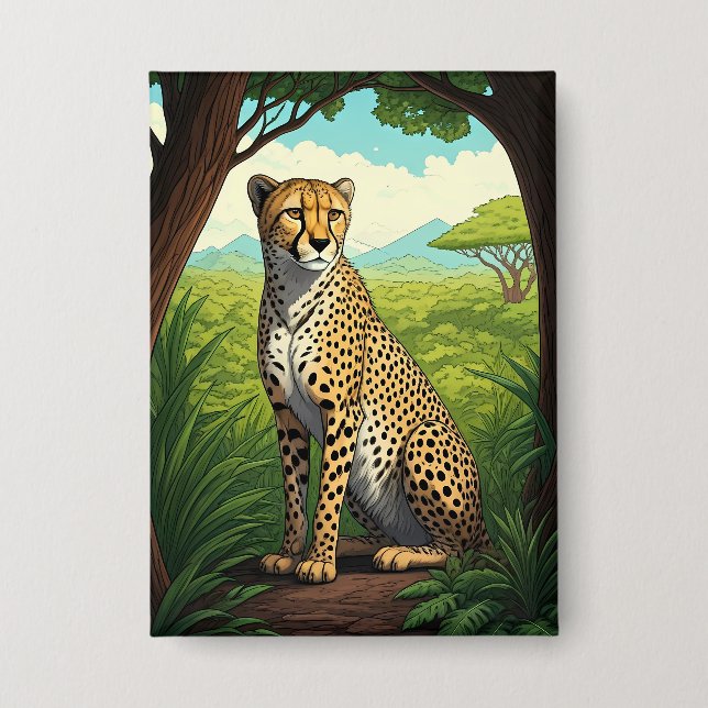 Cheetah in Lush Forest (Front)