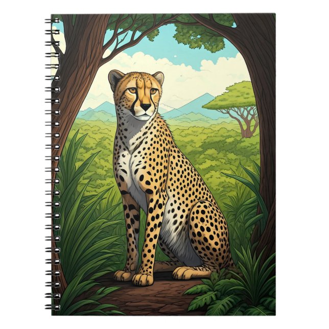 Cheetah in Lush Forest Notebook (Front)