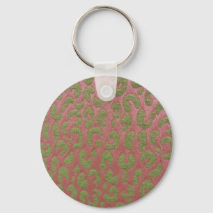 Cheetah in Pink & Green Key Ring