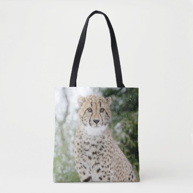 Cheetah in Snow Tote Bag (Front)