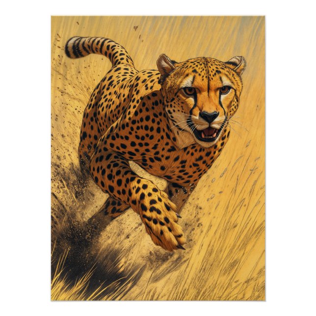 Cheetah in Sprint Poster (Front)