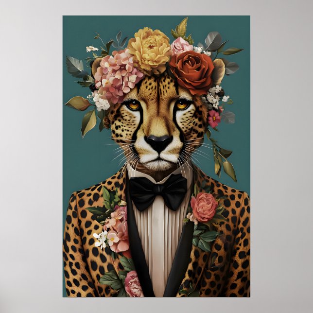 Cheetah In Suit Poster, Cheetah Portrait, Cheetah Poster (Front)