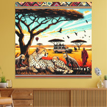 cheetah in the serengeti canvas wall frame