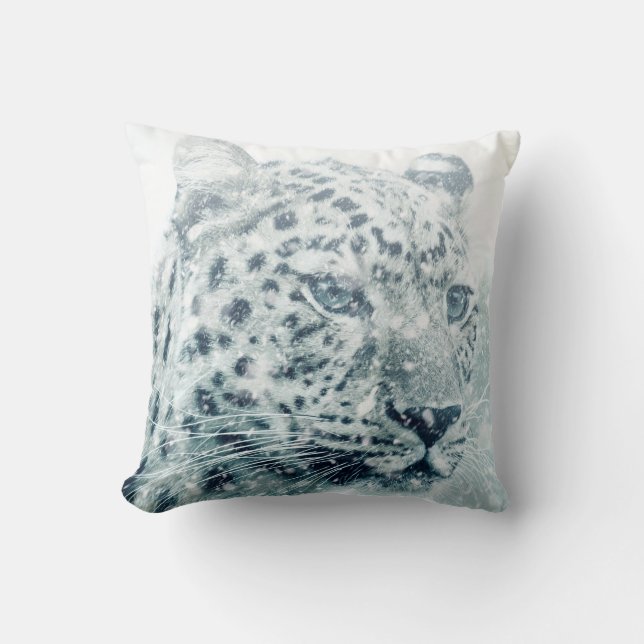 Cheetah in the Snow Art Cushion (Front)