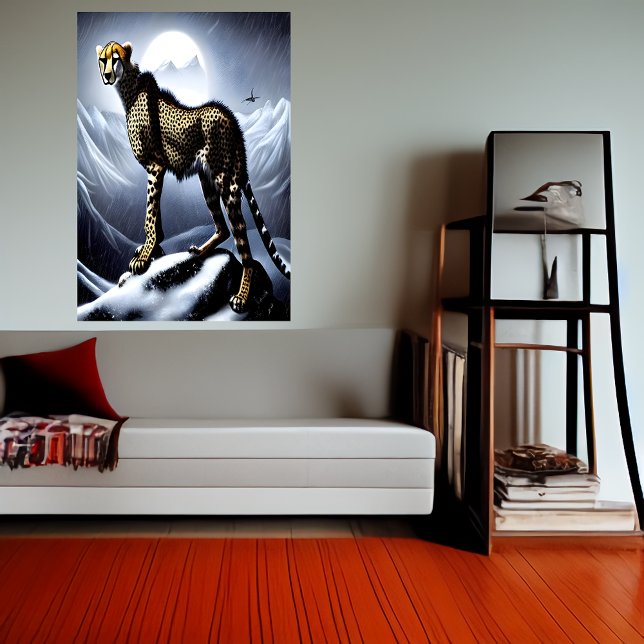 Cheetah in the snowy mountain | AI Art  Poster (Creator Uploaded)