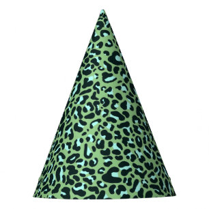Cheetah Leopard Animal Print in Mint Green Party Hat