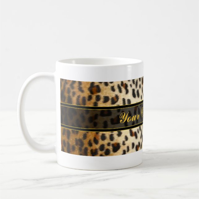 Cheetah Leopard Faux Animal Print Coffee Mug (Left)