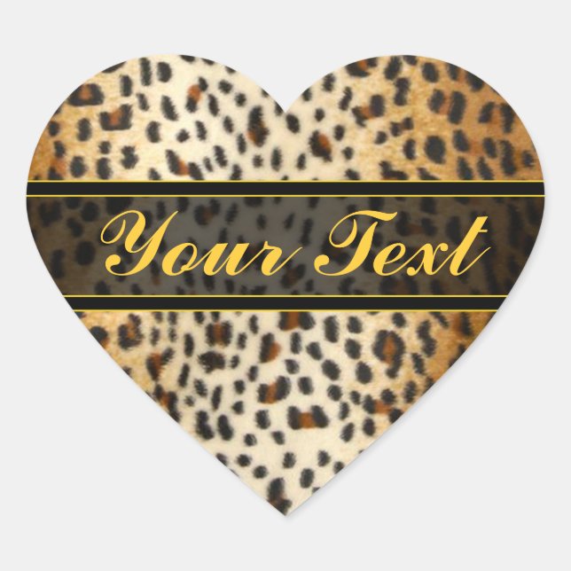 Cheetah Leopard Faux Animal Print Heart Sticker (Front)