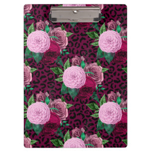 Cheetah Leopard Floral Flower Pattern Clipboard
