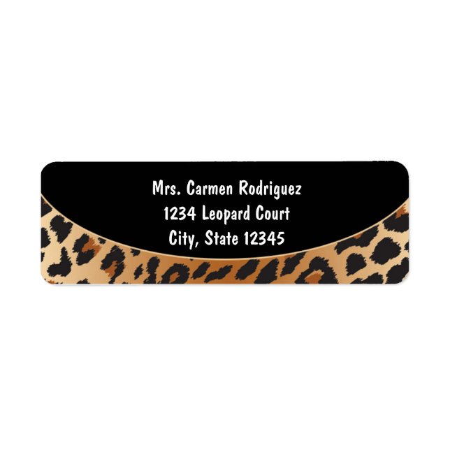 Cheetah Leopard Print Black Address Labels (Front)