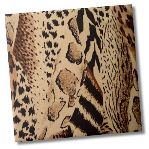 Cheetah Leopard Zebra Animal Print Pattern Ceramic Tile