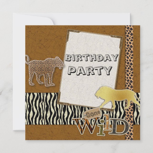 cheetah Lion Safari Zoo Birthday Party Invitation (Front)