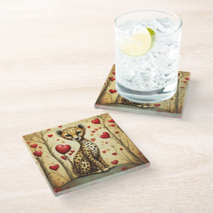 Cheetah Love 3 Glass Coaster