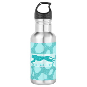 Cheetah Love - Turquoise Glitters Simulated 532 Ml Water Bottle