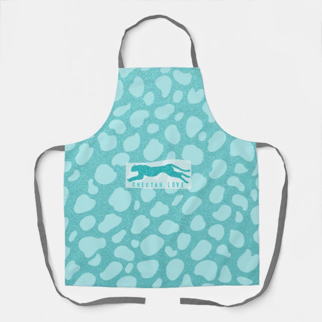 Cheetah Love - Turquoise Glitters Simulated  Apron (Front)