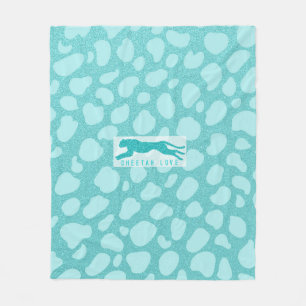 Cheetah Love - Turquoise Glitters Simulated Fleece Blanket