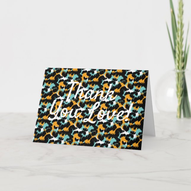 Cheetah Lovers Aqua Thank You Love Card (Front)