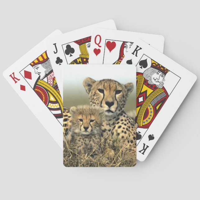 Cheetah Mom and Cub Playing Cards (Back)