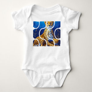 Cheetah Mother and Cub Wildlife Design Baby Bodysuit