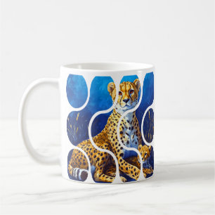 Cheetah Mother and Cub Wildlife Design Coffee Mug