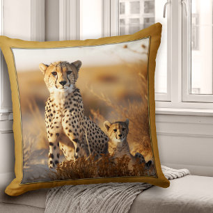 Cheetah Mum with Baby Big Cat Cushion
