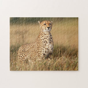 Cheetah on small mound for better visibility jigsaw puzzle