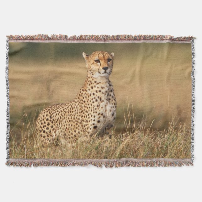 Cheetah on small mound for better visibility throw blanket (Front)