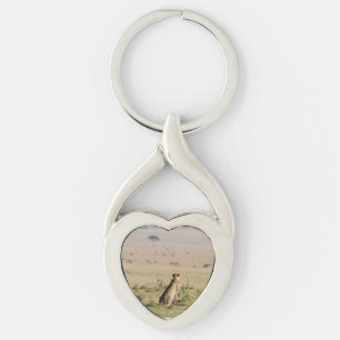 Cheetah on the look out key ring