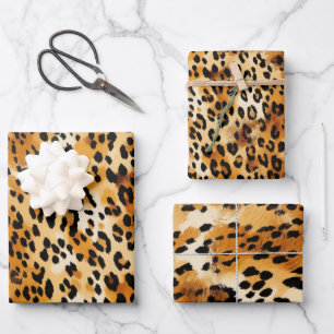 Cheetah or Leopard Safari Animal Fur Prints Wrapping Paper Sheet