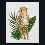 Cheetah Outlook Faux Canvas Print<br><div class="desc">Cheetah Outlook I by Annie Warren. A cheetah in a watercolor style looks on with tropical green leaves in the background. | 164730Z</div>
