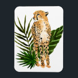 Cheetah Outlook Magnet<br><div class="desc">Cheetah Outlook I by Annie Warren. A cheetah in a watercolor style looks on with tropical green leaves in the background. | 164730Z</div>