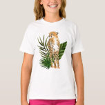 Cheetah Outlook T-Shirt<br><div class="desc">Cheetah Outlook I by Annie Warren. A cheetah in a watercolor style looks on with tropical green leaves in the background. | 164730Z</div>