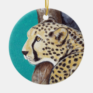 Cheetah Painting Ceramic Ornament