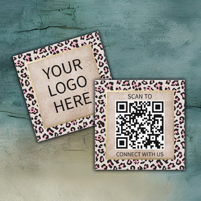 Cheetah Pattern And Gold Vintage Square Business Card (Creator Uploaded)