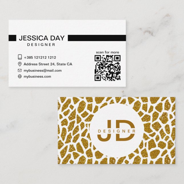 Cheetah Pattern Gold Elegant Business Card (Front/Back)