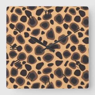 Cheetah Pattern Square Wall Clock