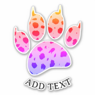 Cheetah Paw Print Custom Text Colorful