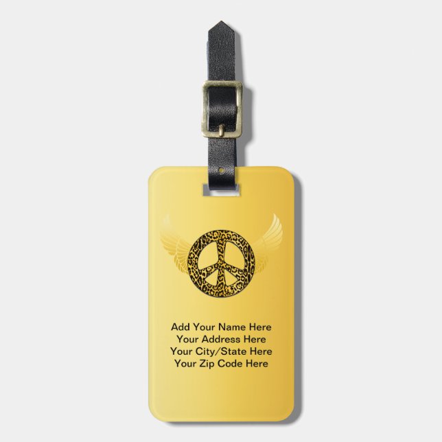 Cheetah Peace Angel Luggage Tag (Front Vertical)