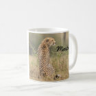 Cheetah Personalise Name Black Interior Gift Mug