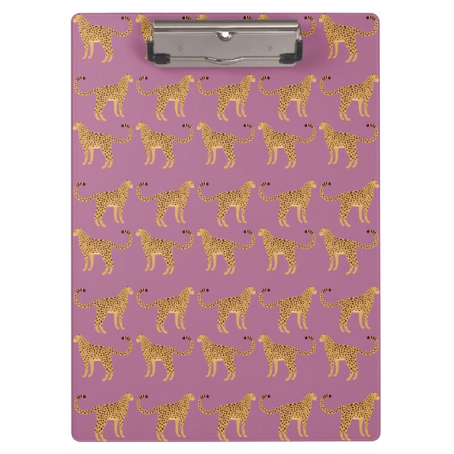Cheetah, pink leopard  clipboard (Front)