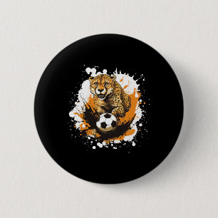 Cheetah Playing Soccer Funny Animal  6 Cm Round Badge
