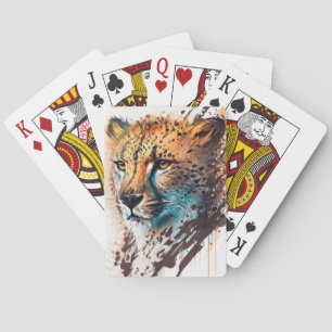 Cheetah Portrait Animal Painting Wildlife Outdoor Playing Cards