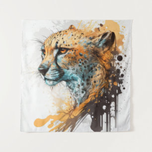 Cheetah Portrait Animal Painting Wildlife Outdoor Tapestry