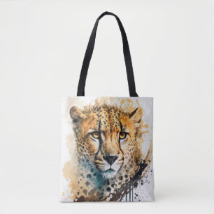 Cheetah Portrait Animal Painting Wildlife Outdoor Tote Bag