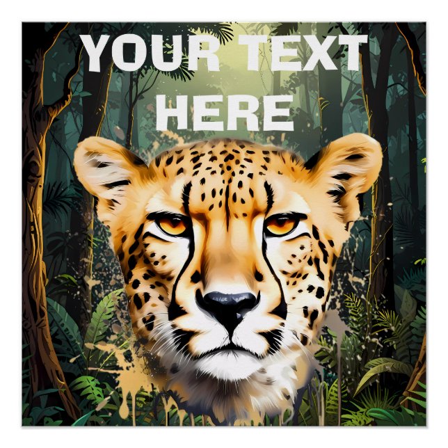 Cheetah Portrait with Jungle Background Poster (Front)