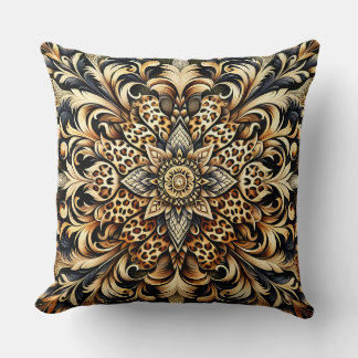 Cheetah Print Acanthus Leaf Floral Petal Accent Cushion